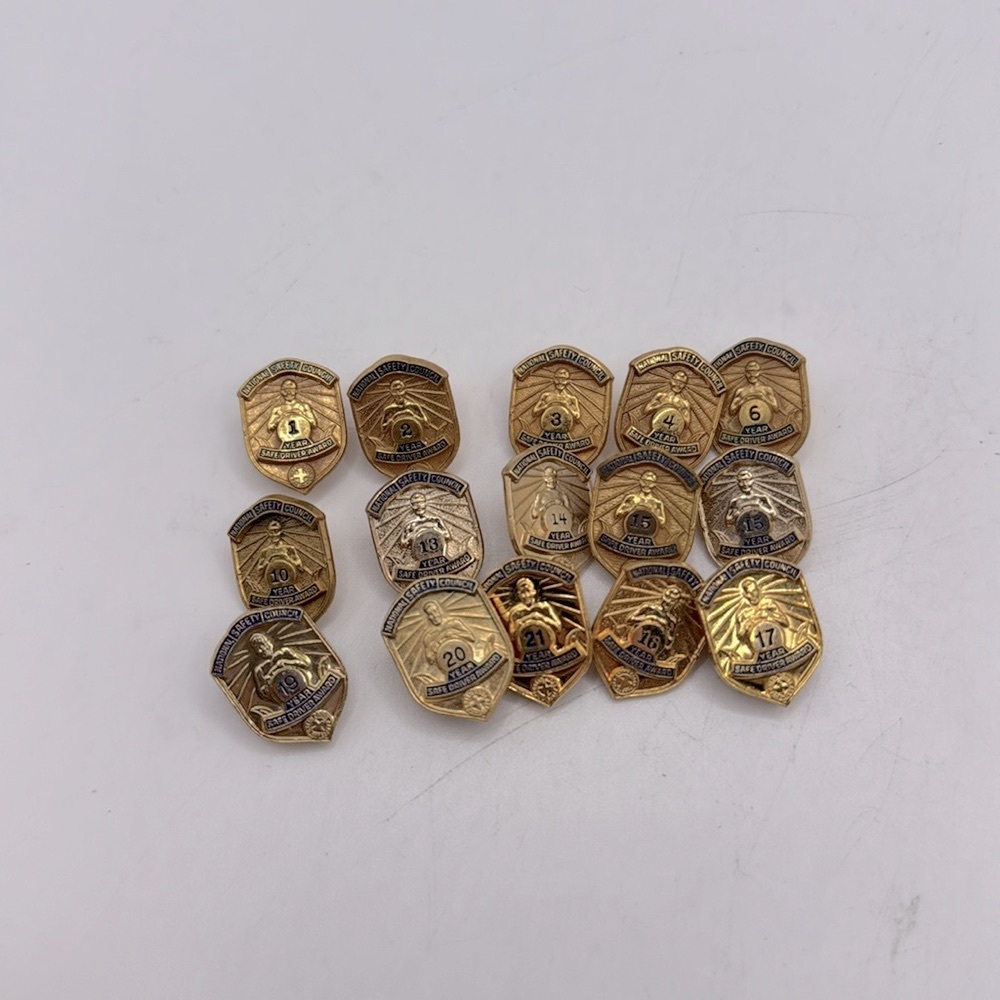 USPS Lot 15 Collectible National Safety Council Safe Driver Award Pins Gold Tone